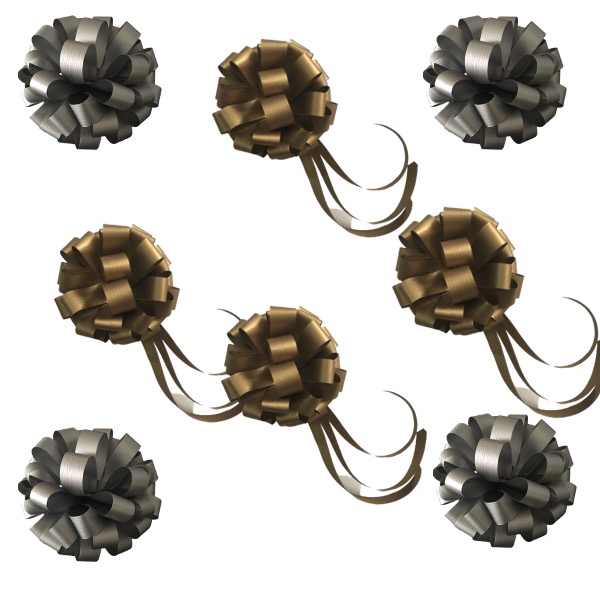  MOÑOS VIKY PARRA, ORO Y PLATA, de 10 cm de diámetro, CAJA CON 8 PZAS