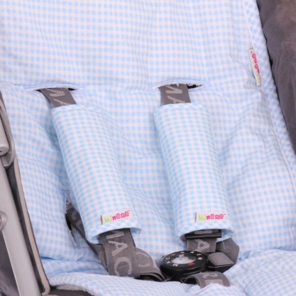 Protector para carriola reversible azul con cuadros