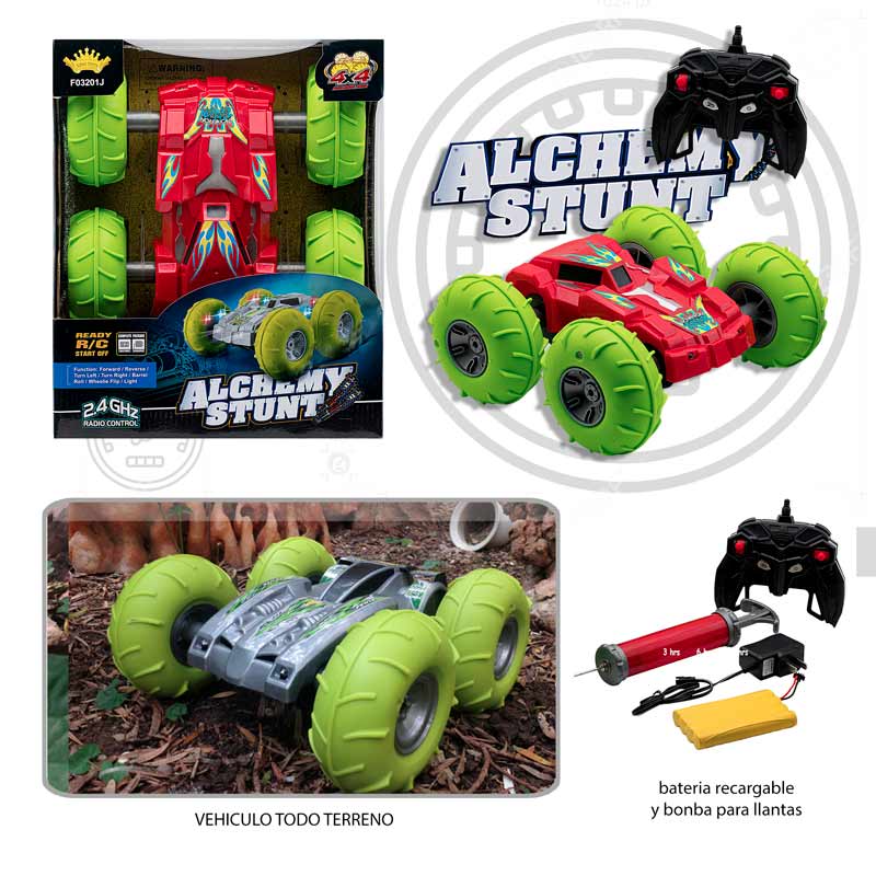CARRO A CONTROL REMOTO 4X4 TODO TERRENO LUCES DOBLE GIROS 360O