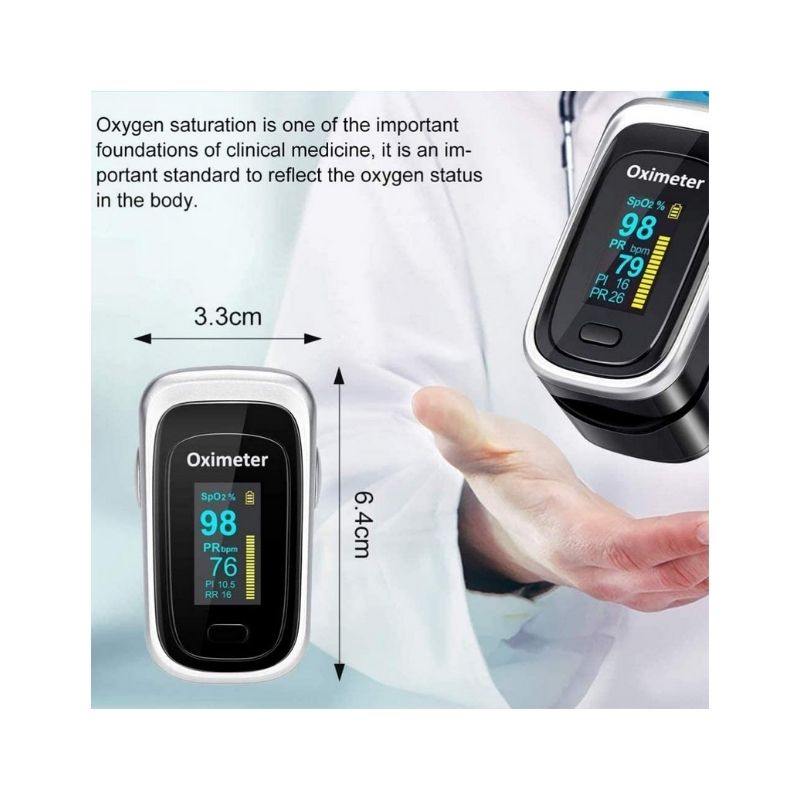 Oxímetro de Pulso de Dedo con Pantalla OLED Monitor Digital de Frecuencia de Respiración RR Frecuencia Cardíaca PR HOPEMOB