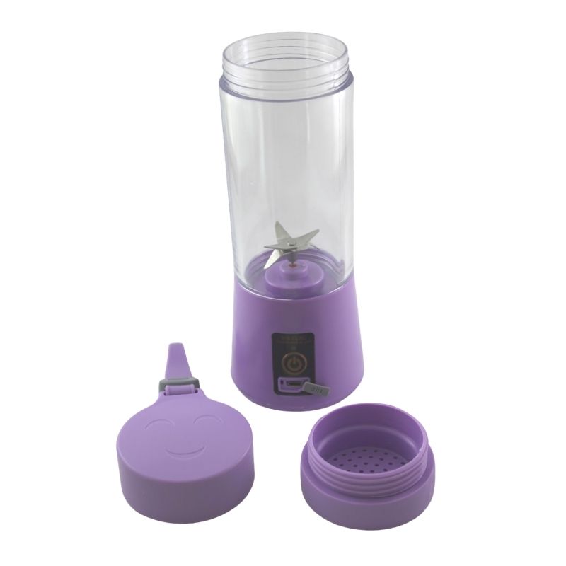 Mini Licuadora Batidora Portátil, LBP, con Vaso 380ml (12.8oz), para Jugos o Batidos, Recargable USB, 23cm (9in) -Morado