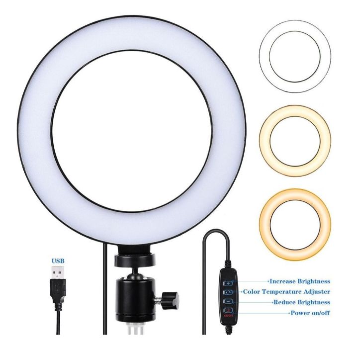 Aro Profesional Luz Led 6 Pulgadas Control 3 Tonos De Luz