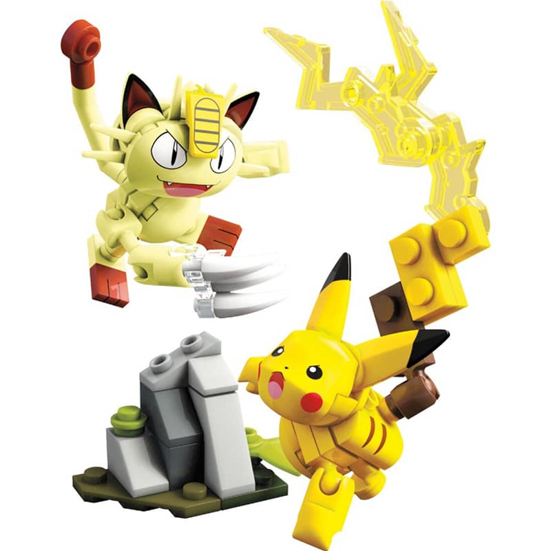 Batalla Pikachu Vs Meowth Pokemon Mega Construx