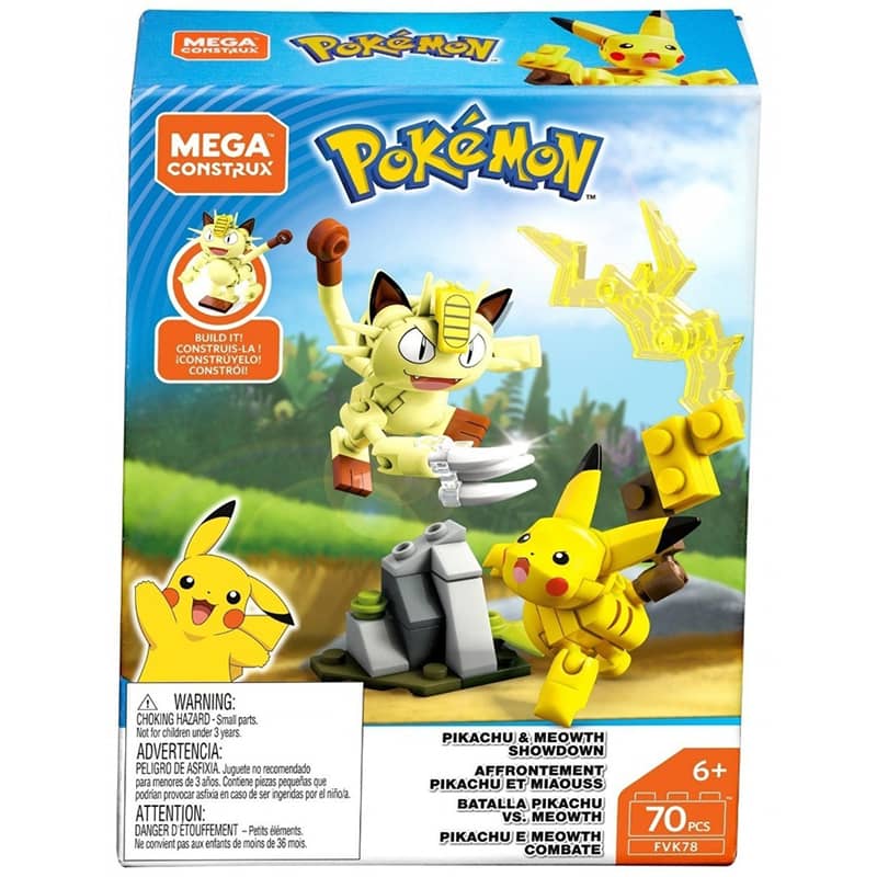 Batalla Pikachu Vs Meowth Pokemon Mega Construx