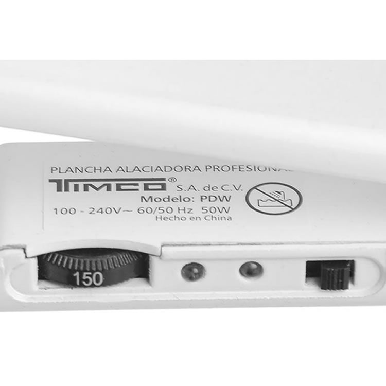 Plancha Alaciadora Timco PWD Cabello Húmedo - Blanca