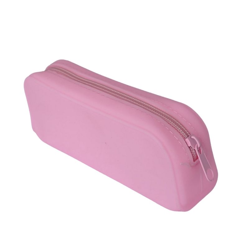 Estuche de Silicona Multiusos, LBP, Lapicera, Estuchera, Cierre Cremallera, Suave, Diseño Galaxia -Rosa Claro