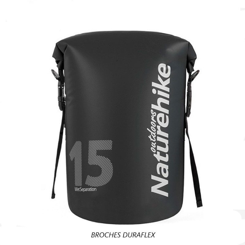 Bolsa Seca Naturehike 15 Lts Impermeable Separacion Dry Wet Negro