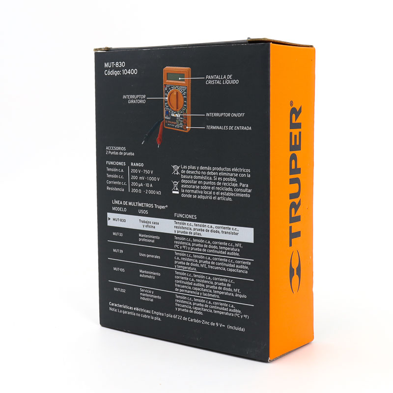 Multimetro Digital Escolar Truper Mut830