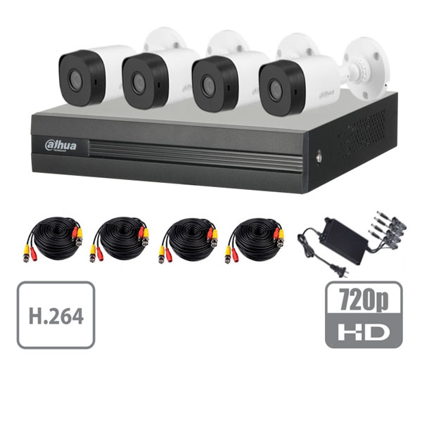 KIT DAHUA 4 CAMARAS 1 MEGAPIXEL PLASTICAS CON DISCO DURO DE 500 GB