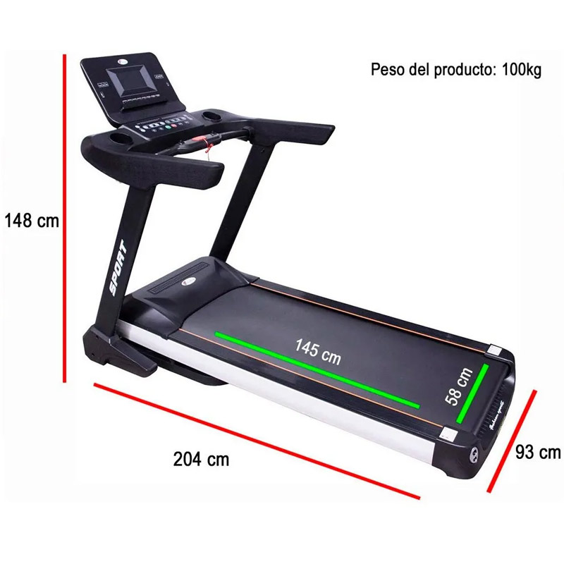 Caminadora Electrica 4HP Plegable 12 Programas MP3 USB Auxilar Motor AC 20 Km Inclinacion Automatica Centurfit Profesional