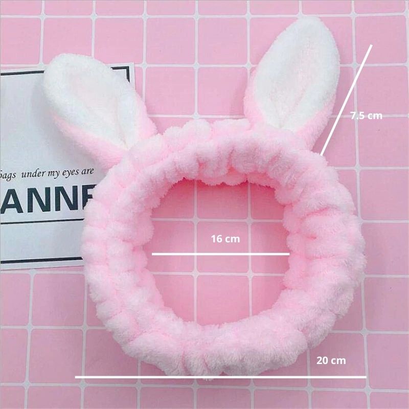 LBP 6 PACK, Banda Elástica para Cabello, Paquete de 6 Diademas de Mujer, Material de Felpa Suave, para aplicar Maquillaje, Mascarilla o Lavado Facial, Diseño Orejas de Conejo, Colores