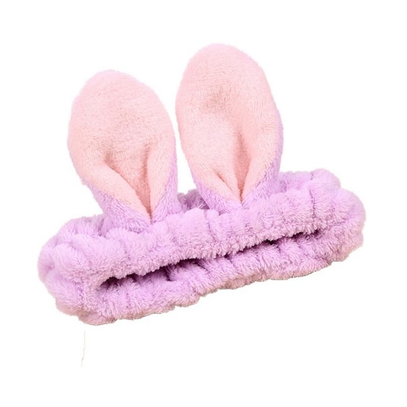 LBP 6 PACK, Banda Elástica para Cabello, Paquete de 6 Diademas de Mujer, Material de Felpa Suave, para aplicar Maquillaje, Mascarilla o Lavado Facial, Diseño Orejas de Conejo, Colores