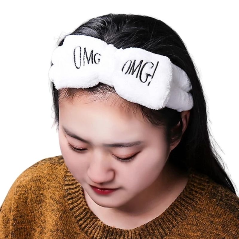 LBP 6 PACK, Banda Elástica para Cabello, Paquete de 6 Diademas de Mujer, Material de Felpa Suave, para Maquillaje, Mascarilla o Lavado Facial, Diseño Moño OMG!, Colores