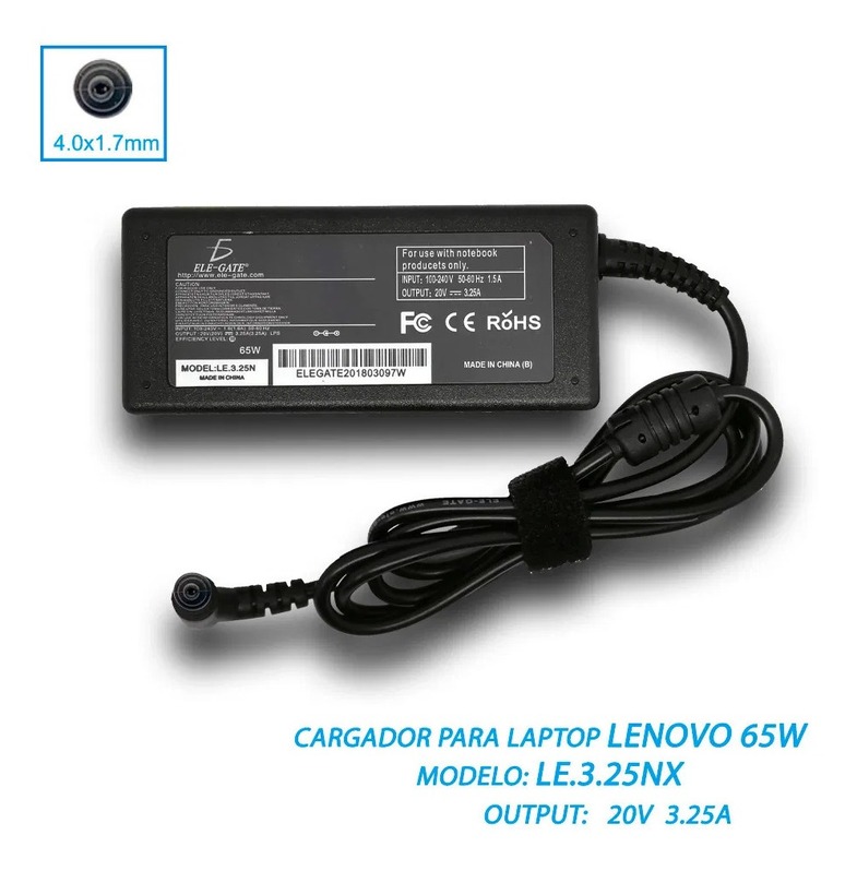 Cargador Lenovo Thinkpad 20v 3.25a 65w Punta 4.0*1.7mm