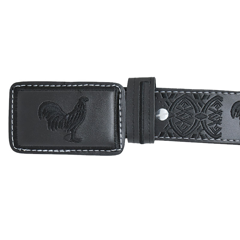 Cinturon De Piel Tipo Vaquero Hombre Gallo Black CR