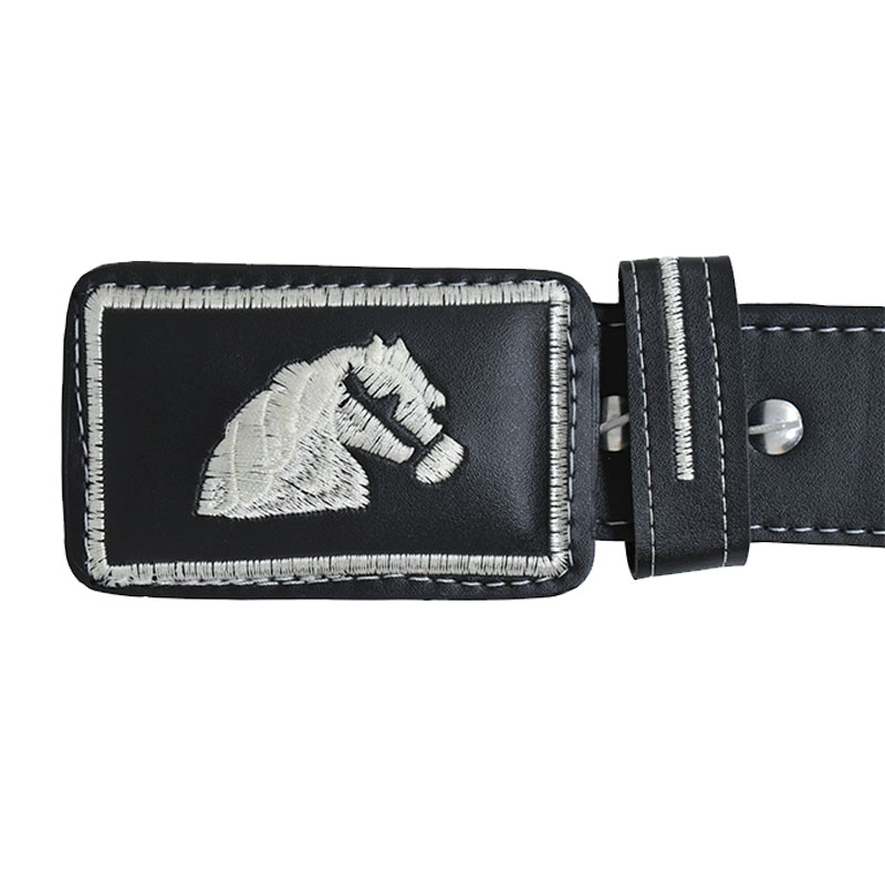 Cinturon De Piel Tipo Vaquero Hombre Caballo Negro