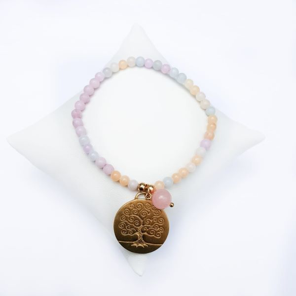 PULSERA DIJE  ARBOL DE LA VIDA PASTEL