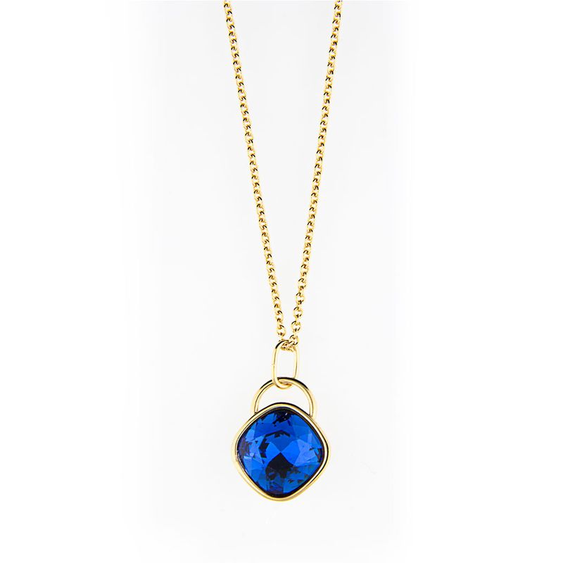 Collar para Mujer con Cristal Fino Europeo en forma de Rombo, Bañado en Oro 14k- Collar Elegante y Brillante-Collares de Mujer de Moda- Joyería para Mujer de Moda- Regalo especial