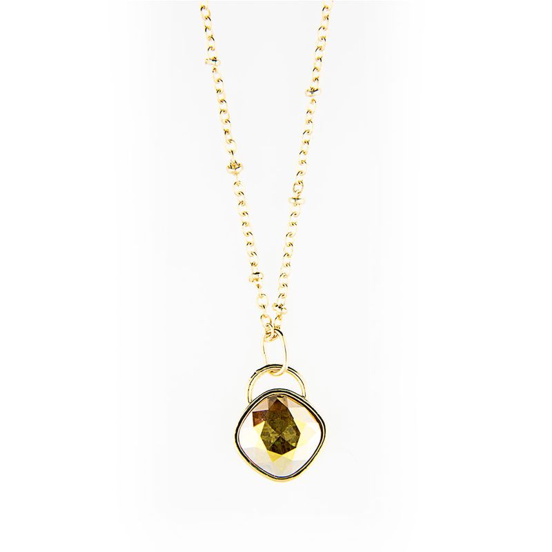 Collar para Mujer con Cristal Fino Europeo en forma de Rombo, Bañado en Oro 14k- Collar Elegante y Brillante-Collares de Mujer de Moda- Joyería para Mujer de Moda- Regalo especial