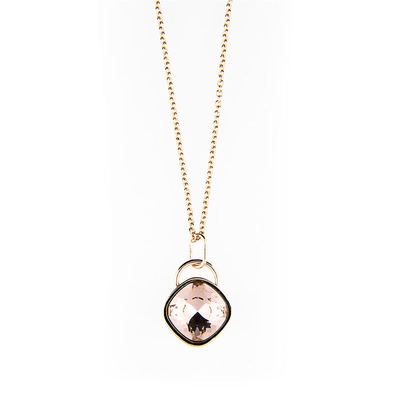 Collar para Mujer con Cristal Fino Europeo en forma de Rombo, Bañado en Oro Rosa 14k- Collar Elegante y Brillante-Collares de Mujer de Moda- Joyería para Mujer de Moda- Regalo especial