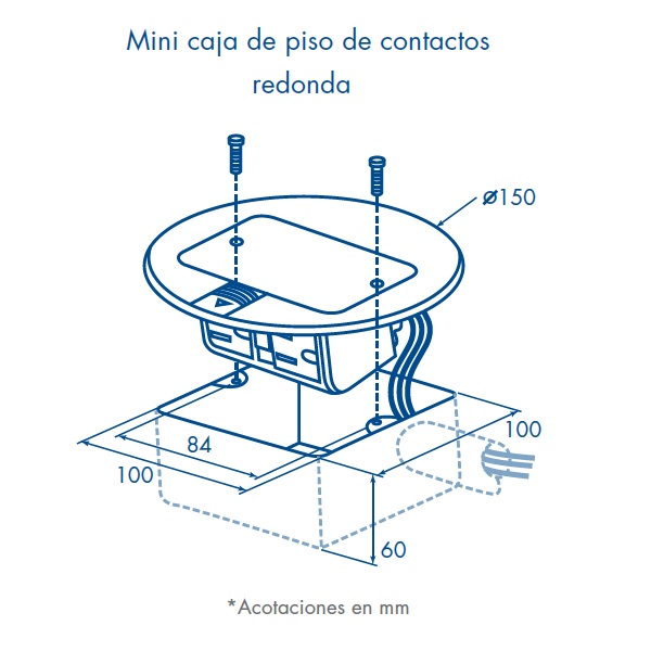 MINI CAJA DE PISO DE CONTACTOS REDONDA BRONCE 2 PZAS. THORSMAN 11000-12101