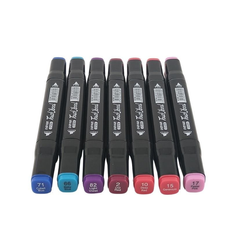 Set 24 Rotuladores Doble Punta, LBP, Marcadores puntas 6.1mm/1mm, Estuche de Tela, 15cm (6in) -Colores