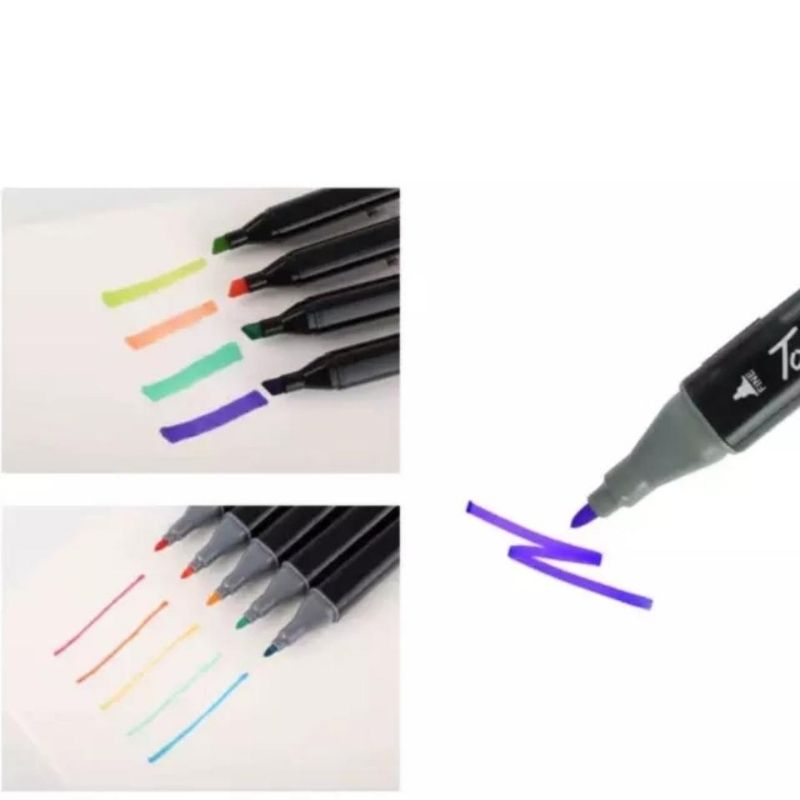 Set 24 Rotuladores Doble Punta, LBP, Marcadores puntas 6.1mm/1mm, Estuche de Tela, 15cm (6in) -Colores