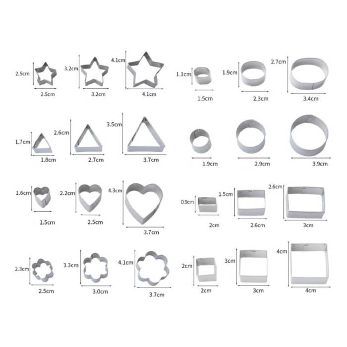 Moldes Cortadores De Galletas De Acero Inoxidable 24 Piezas
