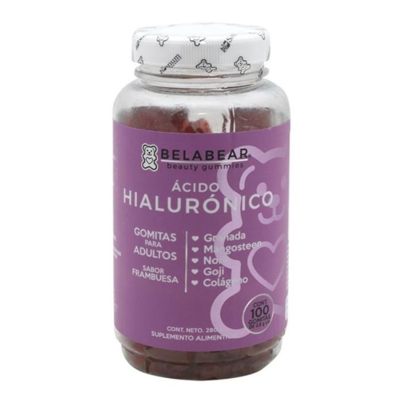  Ácido Hialurónico y Colágeno + Biotina Belabear Sabor Fresa y Frambuesa 200 Gomitas