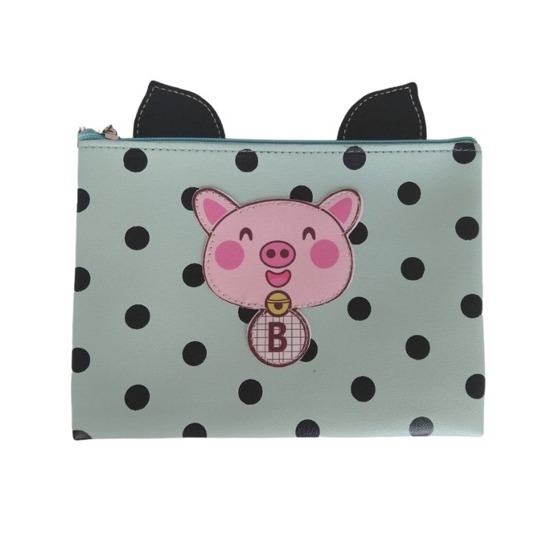 Paquete de 4 Cosmetiqueras, Neceser Bolsa de Maquillaje, LBP, Diseño Lunares Cerdito, Rectangular, 22cm (8.6in) -Colores