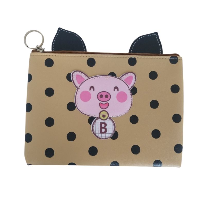 Paquete de 4 Cosmetiqueras, Neceser Bolsa de Maquillaje, LBP, Diseño Lunares Cerdito, Rectangular, 22cm (8.6in) -Colores