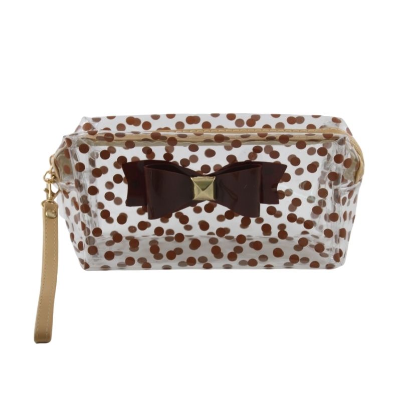 Paquete de 5 Cosmetiqueras Neceser Bolsa de Maquillaje, LBP, Diseño Lunares Moño, Rectangular, 18cm (7in) -Colores