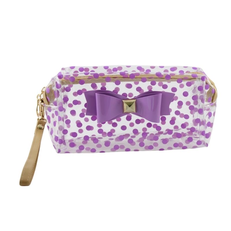 Paquete de 5 Cosmetiqueras Neceser Bolsa de Maquillaje, LBP, Diseño Lunares Moño, Rectangular, 18cm (7in) -Colores