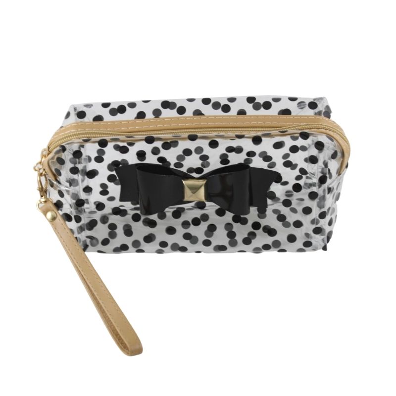 Paquete de 5 Cosmetiqueras Neceser Bolsa de Maquillaje, LBP, Diseño Lunares Moño, Rectangular, 18cm (7in) -Colores