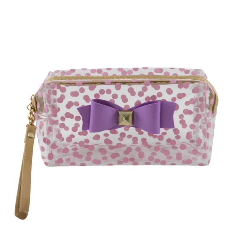 Paquete de 5 Cosmetiqueras Neceser Bolsa de Maquillaje, LBP, Diseño Lunares Moño, Rectangular, 18cm (7in) -Colores