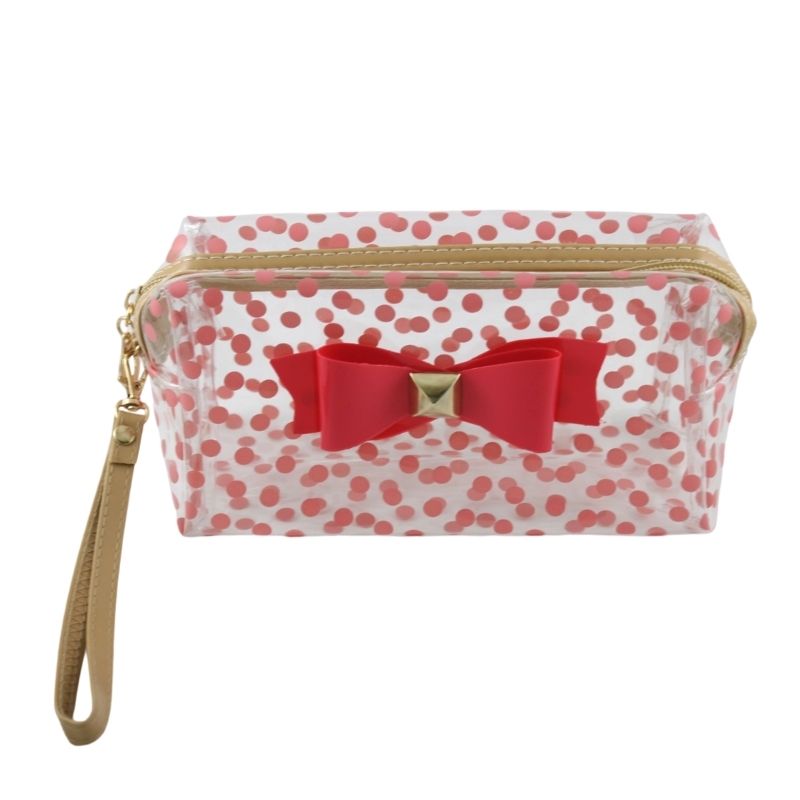 Paquete de 5 Cosmetiqueras Neceser Bolsa de Maquillaje, LBP, Diseño Lunares Moño, Rectangular, 18cm (7in) -Colores