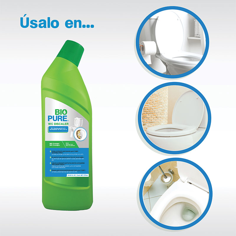 Kit Gel limpiador de WC 2 en 1 - 100% ecológico - Compatible con fosas sépticas - Incluye 3 botes con 975ml cu.