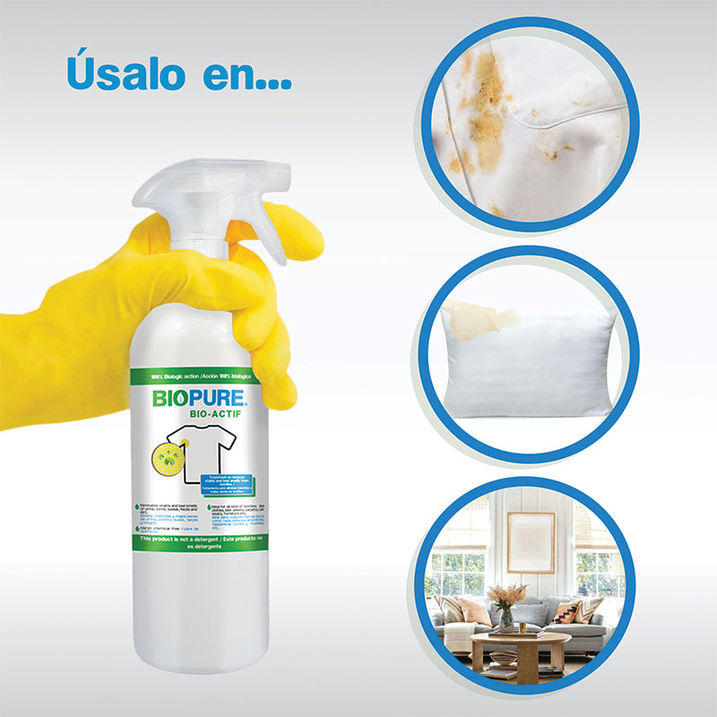 Tratamiento para quitar malos olores y manchas en textiles - Elimina manchas y malos olores de orina, vómito, sudor, heces y mugre - Acción 100% Biológica (3 Litros)