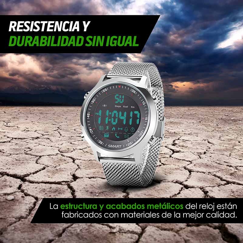 Smartwatch Reloj Inteligente con Correa Metálica Sport Redlemon