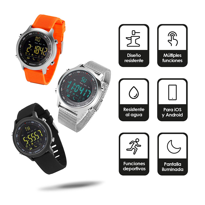 Redlemon Smartwatch Reloj Inteligente Sport Bluetooth con Pantalla Digital, Resistente al Agua, Notificaciones de Llamadas, Redes Sociales y Mensajes, Función Deportiva, Compatible con iOS y Android