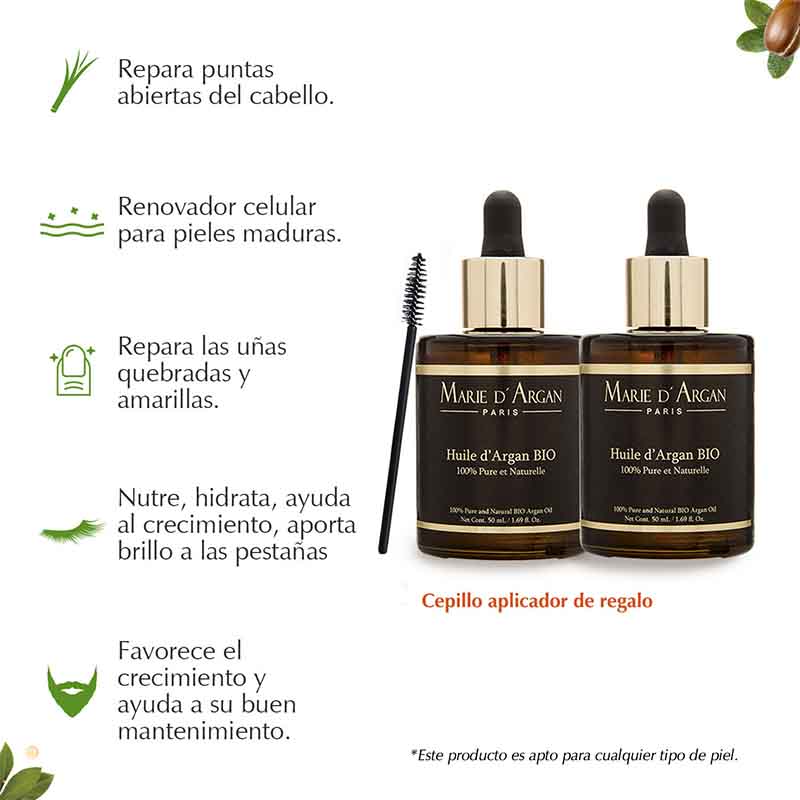 Duo De Aceite De Argan 100% Puro Natural Organico Vegano