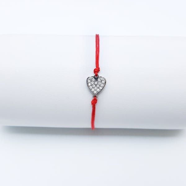 PULSERA PLATA .925  DIJE CORAZON CON ZIRCONIA 