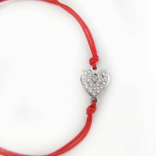 PULSERA PLATA .925  DIJE CORAZON CON ZIRCONIA 