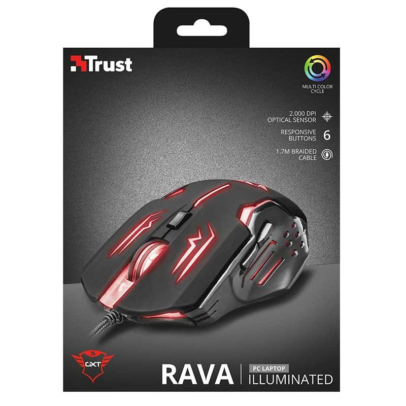Mouse Gamer Trust Rava Gxt 108 2000 Dpi's 6 Botones