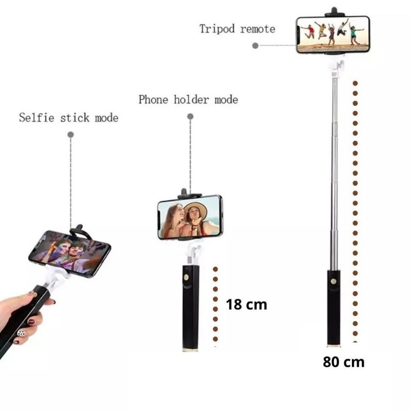 Selfie Stick con Control Remoto, Bastón Selfies, LBP, Bluetooth, Inalámbrico, Rotación 270, Extensible 80cm (31.5in) -Rosa