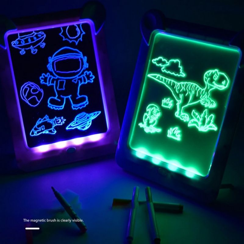 Pizarrón Mágico con Luz Led, LBP, Tableta de Dibujo para Niños, con Plantillas y Plumones, 25.5cm (10in) -Rosa