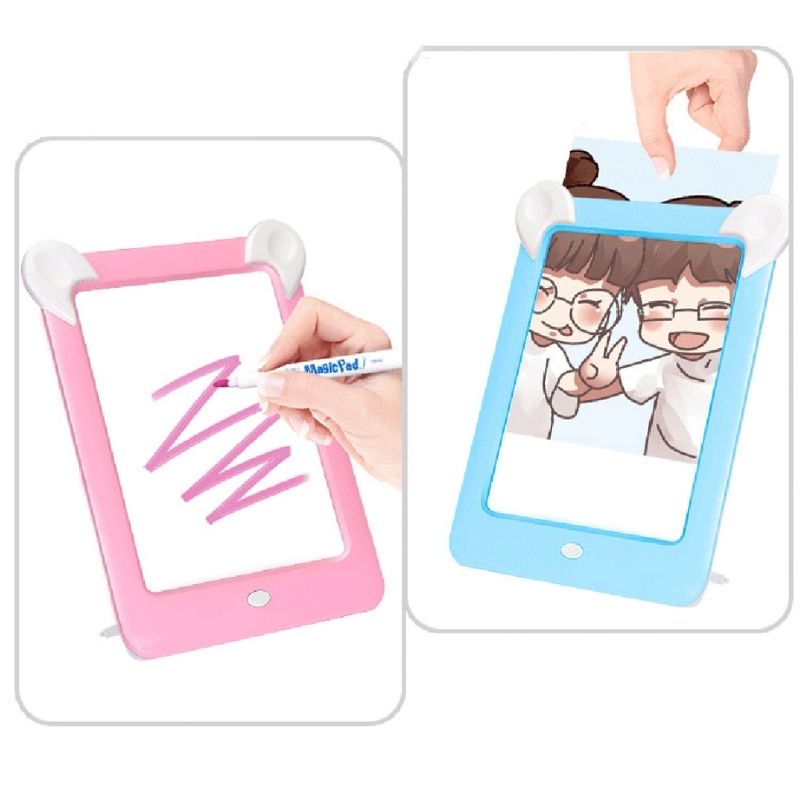Pizarrón Mágico con Luz Led, LBP, Tableta de Dibujo para Niños, con Plantillas y Plumones, 25.5cm (10in) -Rosa