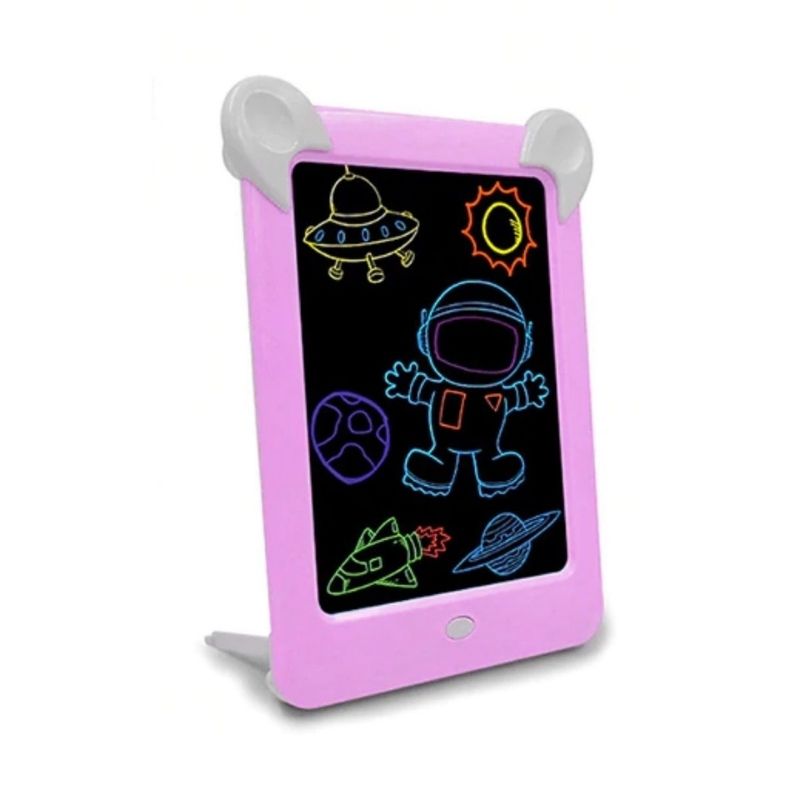 Pizarrón Mágico con Luz Led, LBP, Tableta de Dibujo para Niños, con Plantillas y Plumones, 25.5cm (10in) -Rosa