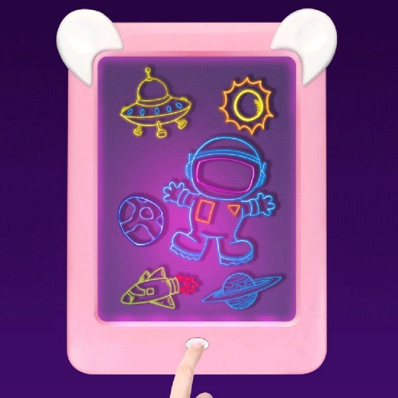 Pizarrón Mágico con Luz Led, LBP, Tableta de Dibujo para Niños, con Plantillas y Plumones, 25.5cm (10in) -Azul