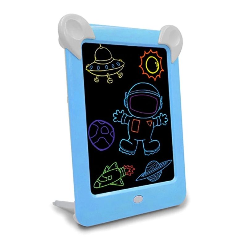 Pizarrón Mágico con Luz Led, LBP, Tableta de Dibujo para Niños, con Plantillas y Plumones, 25.5cm (10in) -Azul